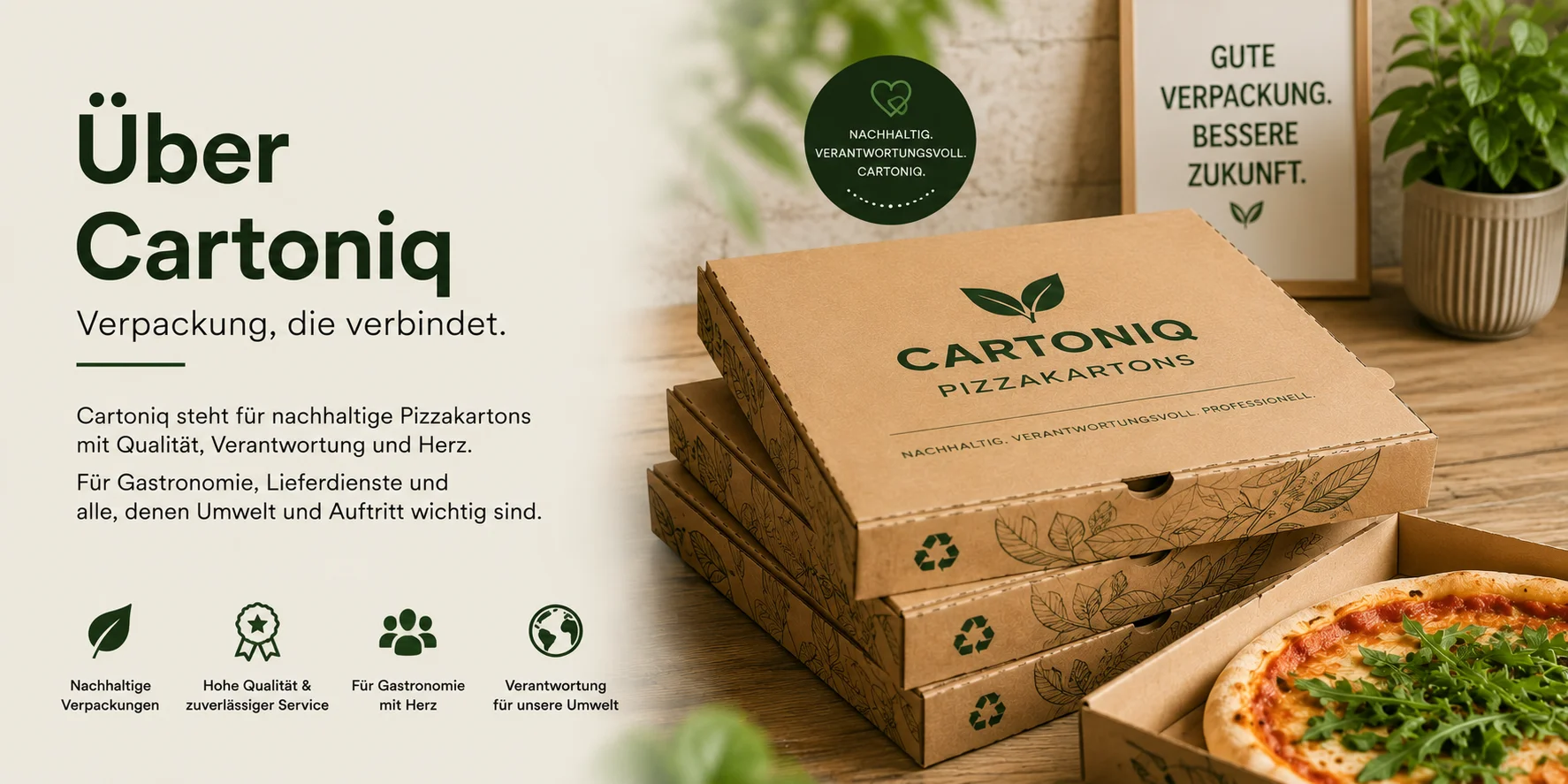 Bedruckte Pizzakartons von Cartoniq für Gastronomie und Lieferung