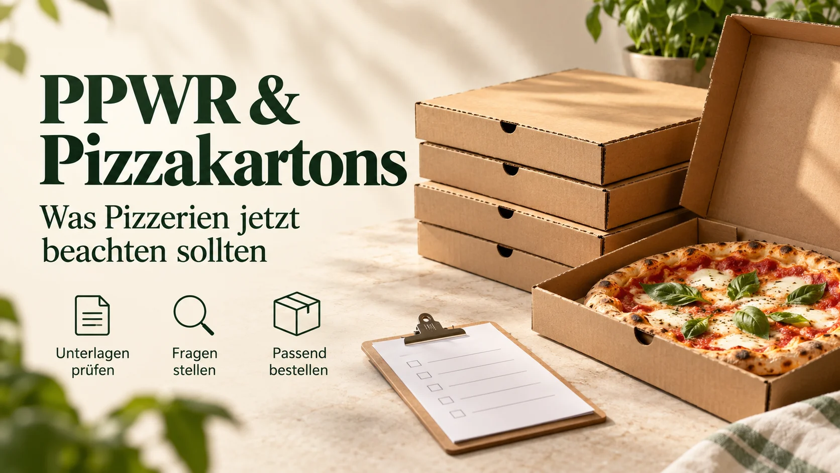 PPWR und Pizzakartons: Produktunterlagen prüfen, Fragen stellen und passende Kartons bestellen